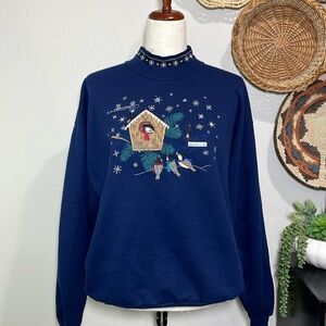 Vintage 90’s Songbird Christmas Sweater Sweatshirt Grandma Cottagecore X-Large